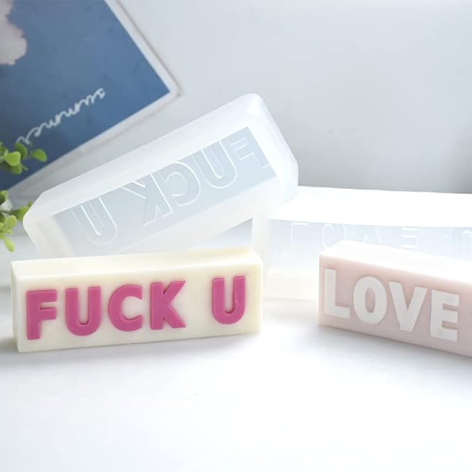 TOPYS Rectangular Alphabet Letter Pillar Silicone Resin Mold Candles Molds, Letter Candle Chocolate Mold for Resin Pendant Plaster Carving Making Aromatherapy Ornaments Handmade Gifts (Love u)
