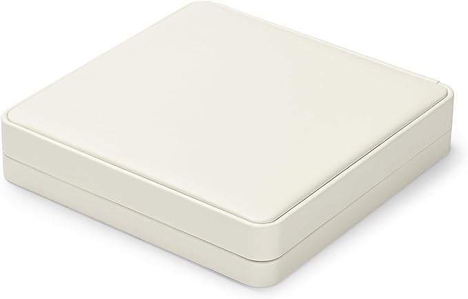 Oirlv Luxury Leather Jewelry Set Box Big Necklace Storage Case Jewelry Gift Box for Bracelet Necklace Earring Ring(Creamy-white)