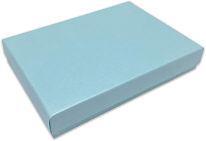 TheDisplayGuys - 100-Pack #53 Cotton Filled Cardboard Paper Jewelry Boxes Gift Case - Pearl Teal (5.4" x 3.9" x 1.0") - for Shipping or Storage
