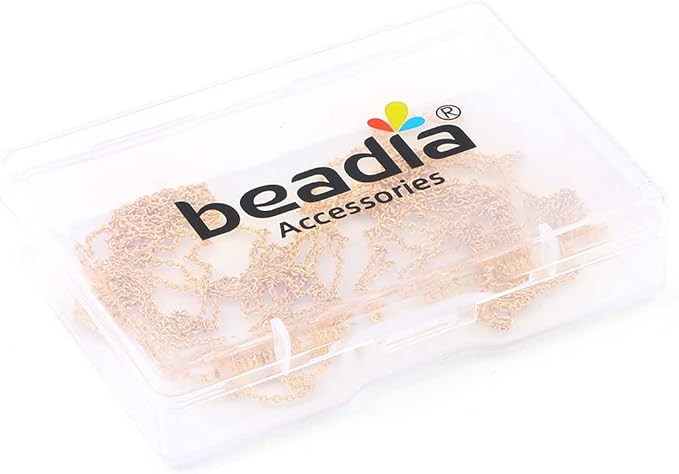 BEADIA 18K Gold Plated O Chains 1.0mm 2 Meters for Jewelry Making Findings