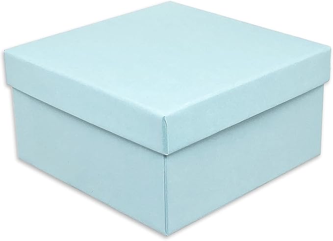 TheDisplayGuys - 100-Pack #34 Cotton Filled Cardboard Paper Jewelry Boxes Gift Case - Pearl Teal (3.9" x 3.9" x 2.0") - for Shipping or Storage