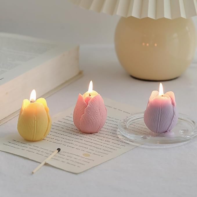 MUXIUNT 2Pcs Tulip Silicone Candle Flower Wax Mold Silicone for Candles Resin Making Molds Moldes De Silicona para Hacer Velas Artesanales De Silicona,for Making Mothers Day Gifts for Mom Daughter