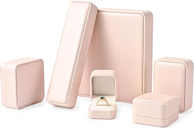 Pink Necklace Bracelet Box Long Chain Bracelet Necklace Gift Box Storage Case for Proposal Wedding Day Valentine's Day Gift,Velvet Interior(Pink)