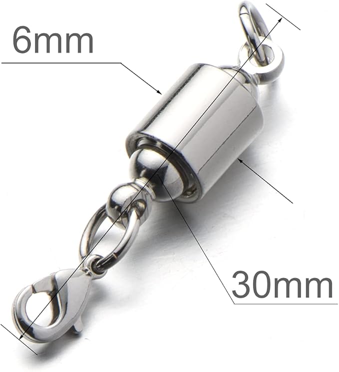 Zpsolution Screw Locking Magnetic Necklace Clasps Safety Magnetic Jewelry Clasps and Closures 6mm Silver
