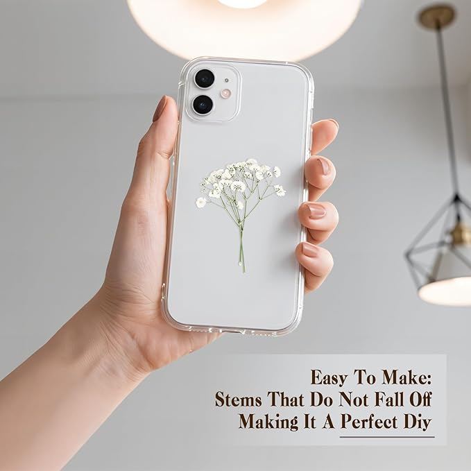 50 Pcs Baby's Breath Real Natural Dried Pressed Flowers for Wedding DIY Crafts Home Decor Resin Art Card Making Vase Arrangements (White)