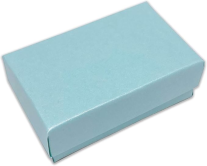 TheDisplayGuys - 100-Pack #21 Cotton Filled Cardboard Paper Jewelry Boxes Gift Case - Pearl Teal (2.6" x 1.6" x 1.0") - for Shipping or Storage