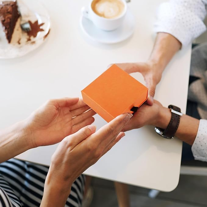 Coobbar Luxury Velvet-Lined Jewelry Gift Box 12-Pack, Compact Drawer Style Organizer for Earrings & Rings, Elegant Bracelet Display Box, Small Jewelry Storage Box, 3.5x3.5x1.26 Inches (Orange)