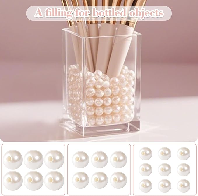 800 Pcs Pearl Beads with Hole, 6mm 8mm 10mm Round Pearls for Crafts, Jewelry Making Supplies, DIY Beads for Necklaces, Bracelets, Wedding Decoration, Stuffing (Ivory White)