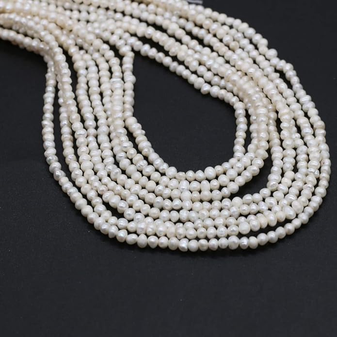 QSLLER Natural Mini Pearl Beads Potato Shape Freshwater Pearl for Women Jewelry Making 2-3mm
