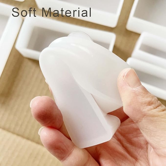 Cotsdan 11Pcs Cube Molds for Resin Hexahedron Crystal Polyhedral Mold Square Rectangular Molds Silicone Cube Casting Molds for Insect Plant Specimen Candle Wax, Soap Display Tray Molds Kit 11 Sizes