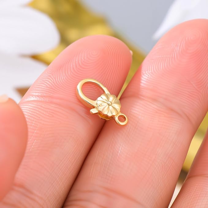 10K Gold Jewelry Clasp Necklace Extender Clasp Bracelet Extension Connector for DIY Necklace Bracelet Anklet Jewelry Making (Style 9)