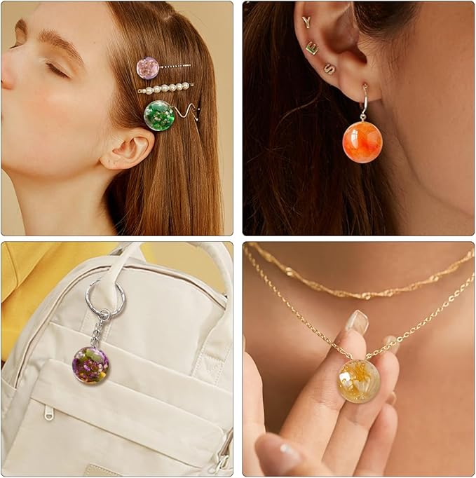 Bead Mold 5-Cavity Sphere Resin Mold 3D Clear Round Ball Silicone Mold Crystal Bead Casting Molds 5 Sizes Epoxy Resin Silicone Mold Flowers Preservation Jewellery Pendant Making