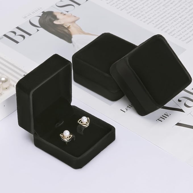 2 Pieces Classic Velvet Jewelry Earring Gift Box for Stud Earrings Necklace Pendant, Jewellry Earring Storage Display Case for Wedding Engagement Birthday Anniversary