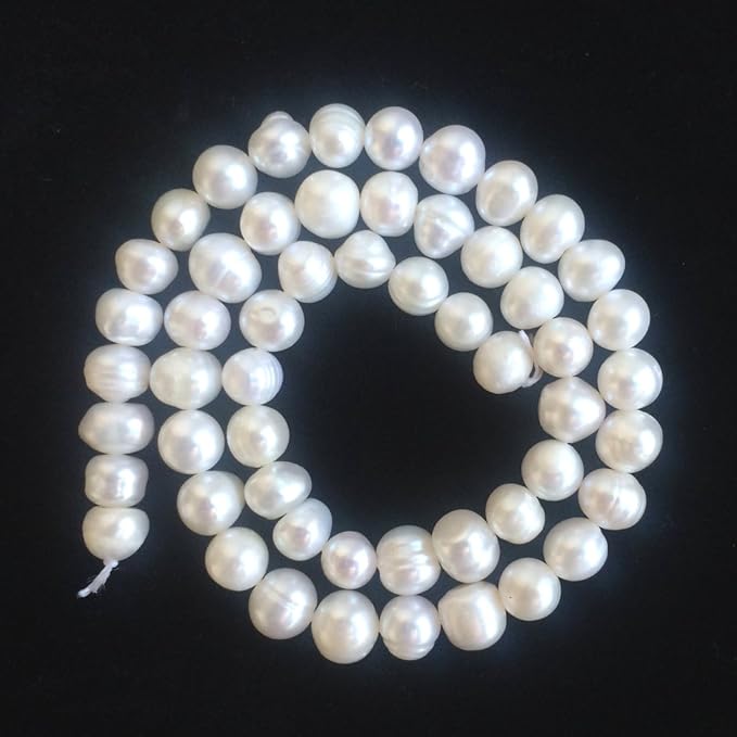 Adabele 28 Inch Real Natural Grade A Potato Round White Cultured Freshwater Pearl Loose Beads 7-8mm for Jewelry Craft Making fp2-78