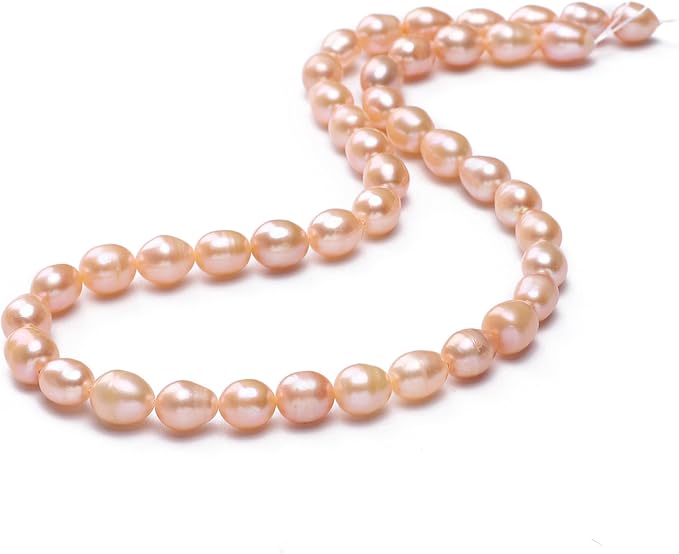 Natural Pearl Beads Rice 7-8mm Pink Freshwater Cultured Loose Gemstone Beads for DIY Jewelry Making 13.8''/Strand HQ