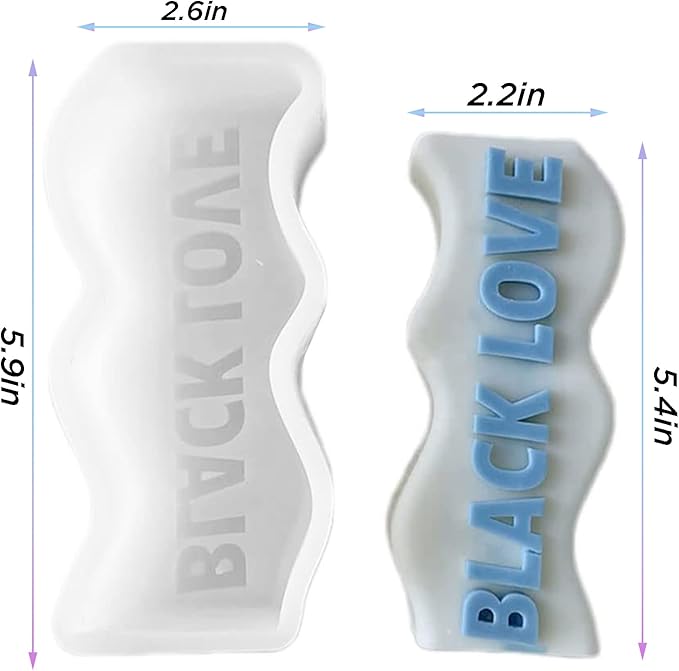 TOPYS Wave Alphabet Letter Pillar Silicone Candle Molds, DIY Casting Epoxy Letter Molds for Clay Resin Pendant Plaster Carving Making Aromatherapy White Elephant Gifts (Black Love)