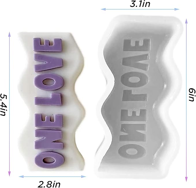 TOPYS Wave Alphabet Letter Pillar Silicone Candle Molds, DIY Casting Epoxy Letter Molds for Clay Resin Pendant Plaster Carving Making Aromatherapy White Elephant Gifts (one Love)