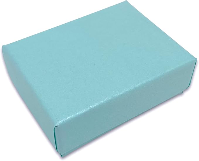 TheDisplayGuys - 100-Pack #10 Cotton Filled Cardboard Paper Jewelry Boxes Gift Case - Pearl Teal (1.9" x 1.3" x 0.7") - for Shipping or Storage