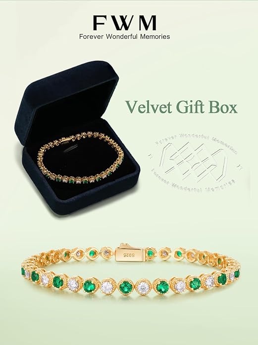 D Color VVS1 Clarity Moissanite and Genuine Sapphire/Emerald/Ruby Tennis Bracelets for Women 2.22ct-10.45ct, Solid 925 Sterling Silver, Anniversary Wedding Valentines Jewelry for Her, Length 5.9-7.5 Inch(15-19cm)