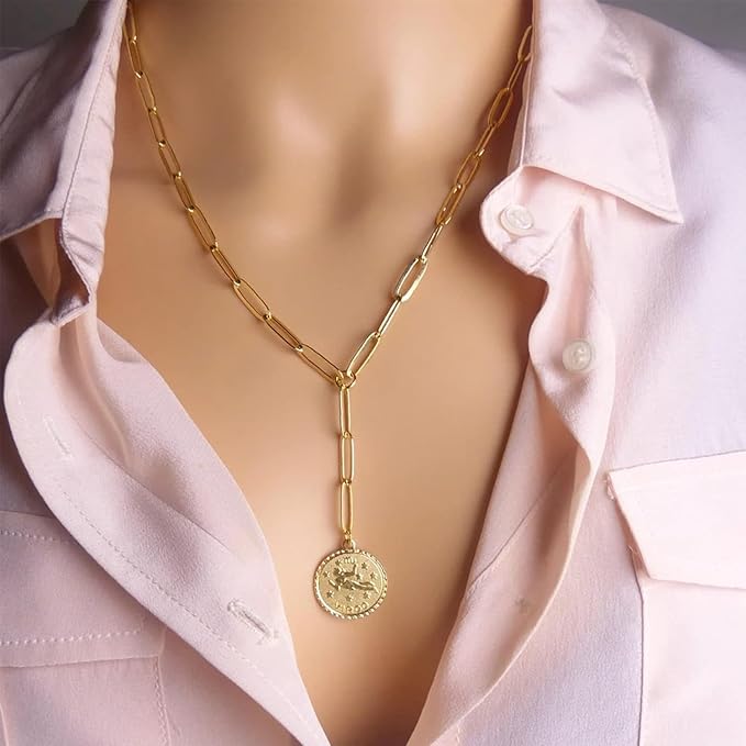 16.4Ft Paperclip Chains Rolls, Charm Necklace Chain 3.2mm Width,18K Gold Necklace Chain for Jewelry Making,Plated Charm Making kit with 10 Lobster Clasps and 60 Jump Rings