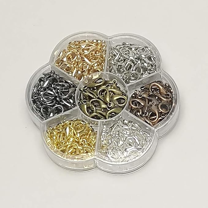 Chenkou Craft 1 Box Around 210pcs 7 Colors Lobster Clasp Jewelry Making Repairing (16x9mm)