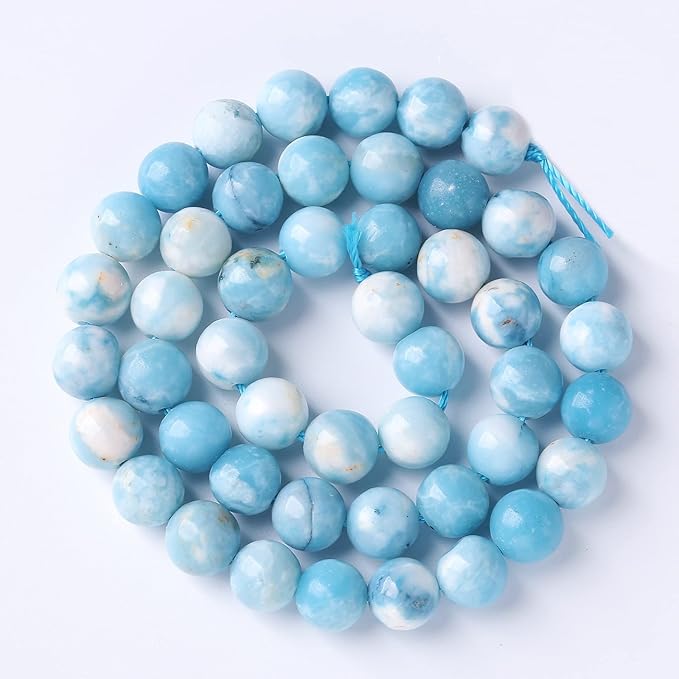 10MM 36PCS Natural Blue Larimar Gemstone Crystal Beads for Jewelry Making DIY Bracelet