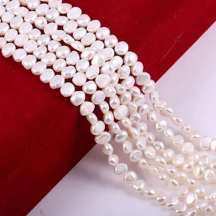 Natural Pearl, Natural Freshwater Cultured Pearls Beads Punch Loose Beads for DIY Jewelry Making Necklace Bracelet Women 14 Inches 2 Strands Pack