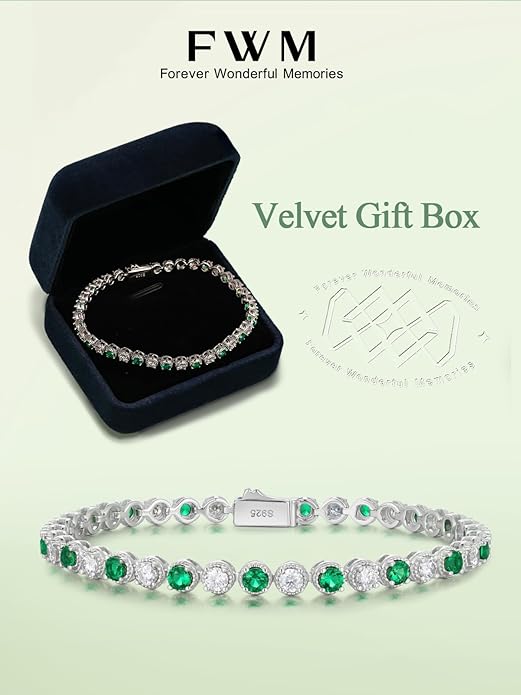 D Color VVS1 Clarity Moissanite and Genuine Sapphire/Emerald/Ruby Tennis Bracelets for Women 2.22ct-10.45ct, Solid 925 Sterling Silver, Anniversary Wedding Valentines Jewelry for Her, Length 5.9-7.5 Inch(15-19cm)