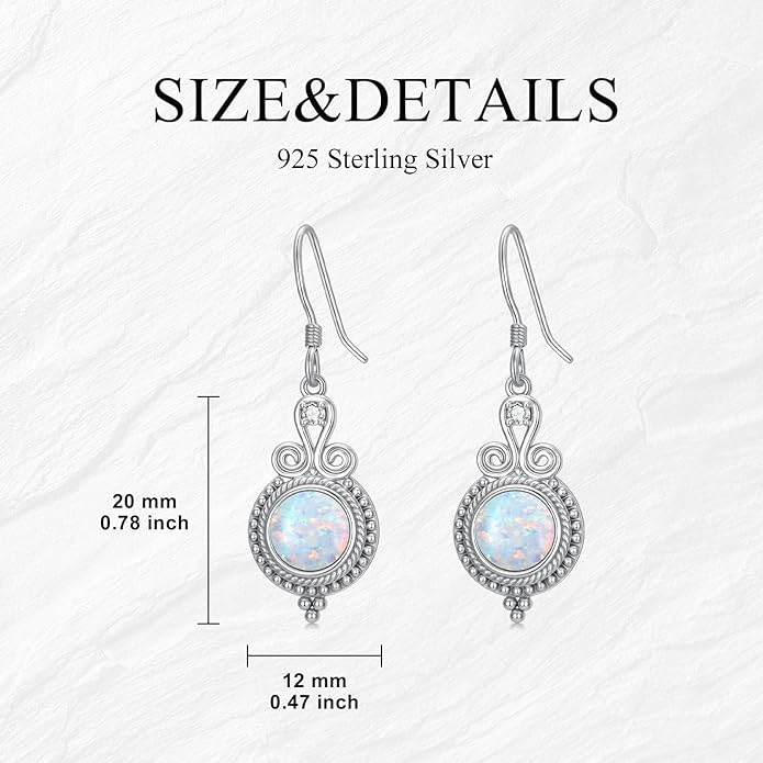 Opal Earrings for Women Opal with Genuine Diamond Dangle Drops Earrings 925 Sterling Silver Diamond Jewelry Earrings Gifts For Her