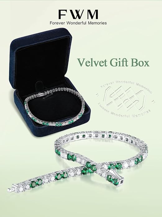 D Color VVS1 Clarity Moissanite and Genuine Sapphire/Emerald/Ruby Tennis Bracelets for Women 2.22ct-10.45ct, Solid 925 Sterling Silver, Anniversary Wedding Valentines Jewelry for Her, Length 5.9-7.5 Inch(15-19cm)
