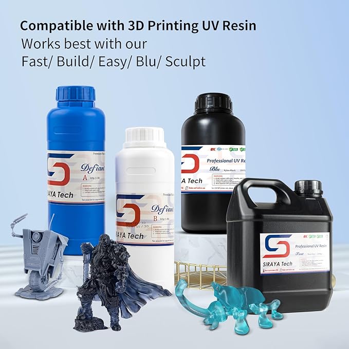 Siraya Tech Defiant 15 Platinum Silicone Mold Making Kit, Inhibition Resistant for 3D UV Resin Prints, Food Safe, Shore A 15, No Coating Needed, Easy 1:1 Mix - 4.4 lb / 70.5 oz (2kg) Set, Clear