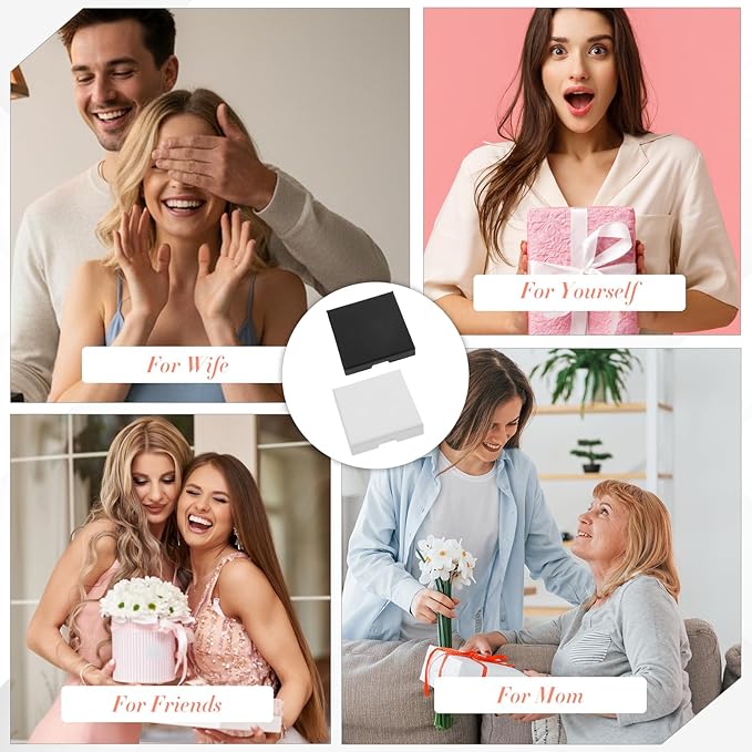 4PCS Small Jewelry Gift Box, 3.15x3.15x0.71 Inch Jewelry Gift Boxes with Lids Cardboard Storage Case Necklace Bracelet Earring Organizer for Valentine's Day Jewelery Gifts Wrapping