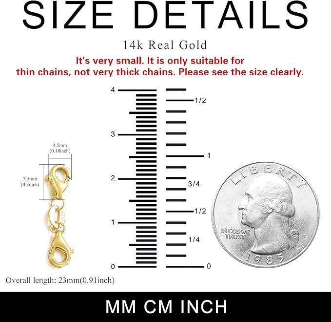 Real 14k Gold Lobster Clasp/Spring Clasp/S Clasp for DIY Necklace Bracelet Jewelry Making(Style 5)