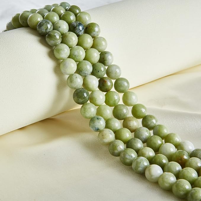 100pcs 6mm Chinese Jade Beads Natural Gemstone Beads Round Loose Beads for Jewelry Making