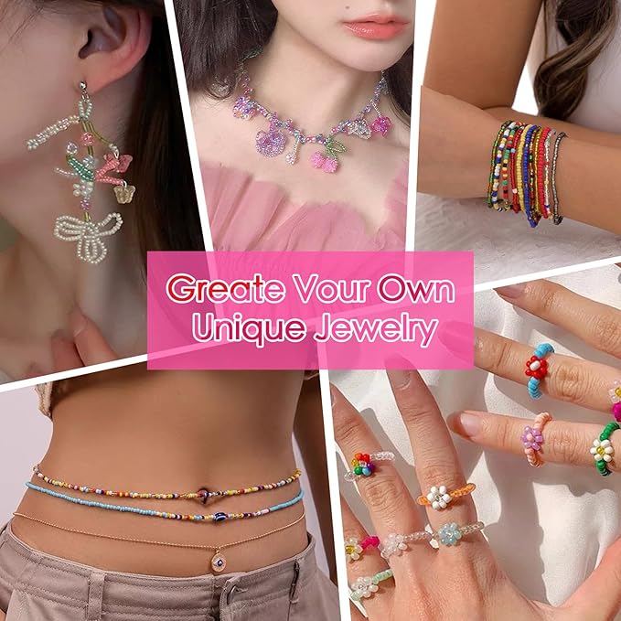 Vtssvow 3mm Glass Seed Beads for Bracelets Making, 28 Colors 11000pcs Friendship Bracelet Making Kit, Small Glass Beads for Jewelry Making (Mix 28 Color, Pastel)