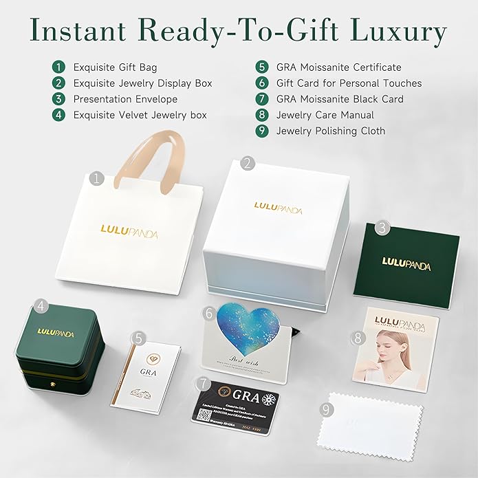 Heart Pendant Necklace for Women: Luxury Gift for Wife Girlfriend Mom/Her - 3ct D Color Moissanite - Gold Jewelry with Gift Box- Hypoallergenic & Adjustable Chain - Daily & Special Occasion Wear