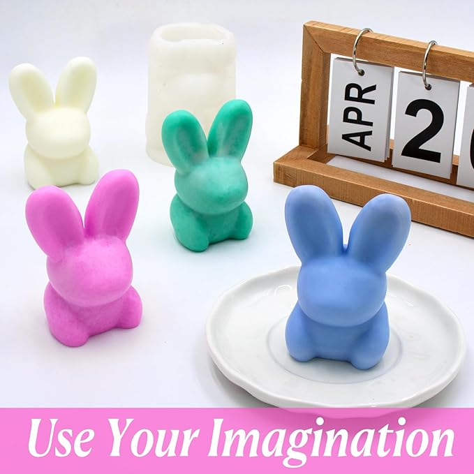 MUXIUNT Easter Candle Bunny Silicone Molds Rabbit Resin Soap Wax Candle Wax Making Mold Silicone Shapes for Candles Resin Making Moldes De para Velas De Silicona para Velas