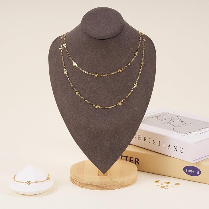 GTVOODX 16.4 Feet 18k Gold Plated Heart Chain for Jewelry Making, Silver Stainless Steel Cable Chain Spool Bulk for DIY Necklace Bracelet Craft with Lobster Clasps and Jump Rings