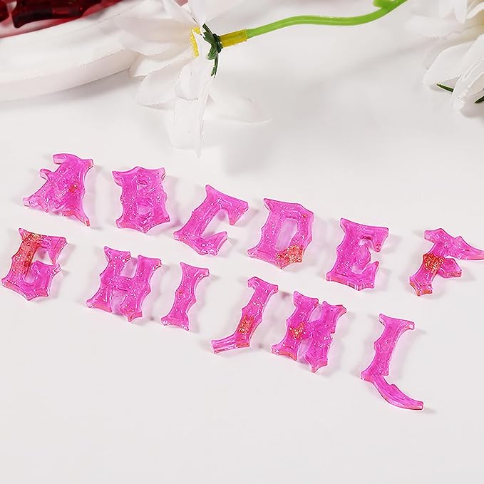 Gothic Letter Alphabet Jewelry Casting Molds - Silicone Resin Casting Molds for Candle & Resin & Soap Craft Supplies