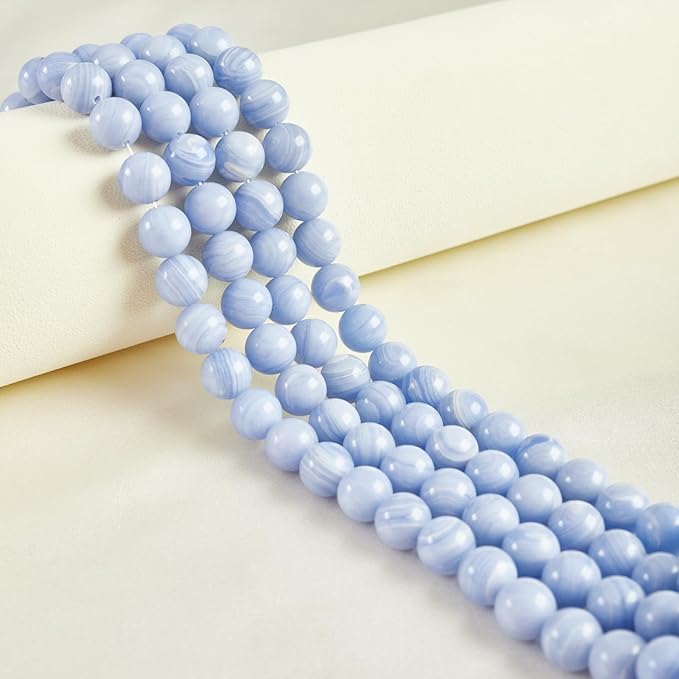100pcs 8mm Blue Lace Agate Beads Natural Gemstone Beads Round Loose Beads for Jewelry Making
