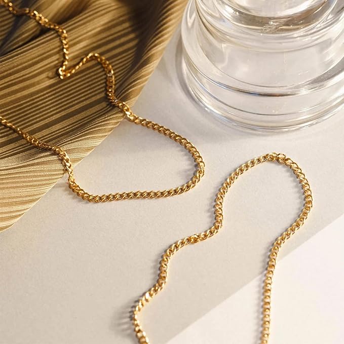 Kyutong 16.4 Feet Gold Plated Craft Chains for Jewelry Making Stainless Steel Curb Chain Roll for Women Men Necklace Bracelet DIY Supplies Findings