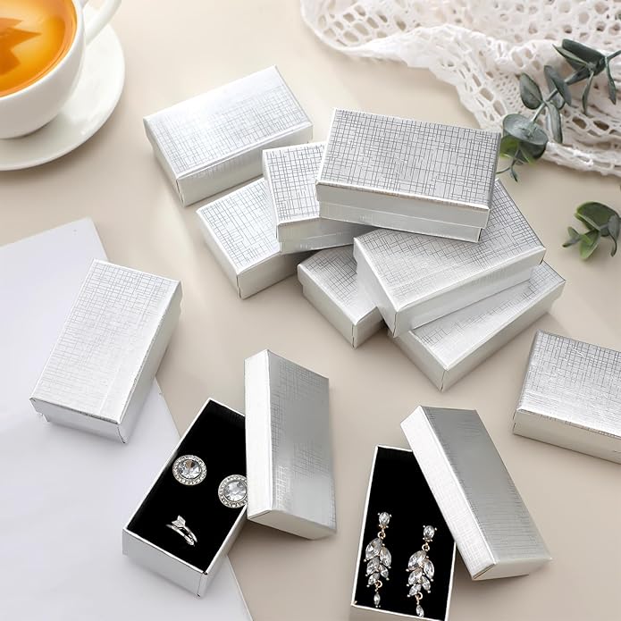 Tenceur 100 Pcs Valentines Jewelry Gift Boxes Bulk Kraft Jewelry Cardboard Box for Necklace Earring Bracelet Storage Package