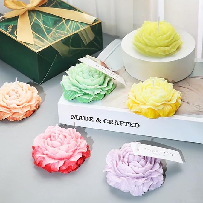 MUXIUNT 2Pcs Peony Silicone Candle Flower Wax Mold Silicone for Candles Resin Making Molds Moldes De Silicona para Hacer Velas Artesanales De Silicona,for Making Mothers Day Gifts for Mom Daughter