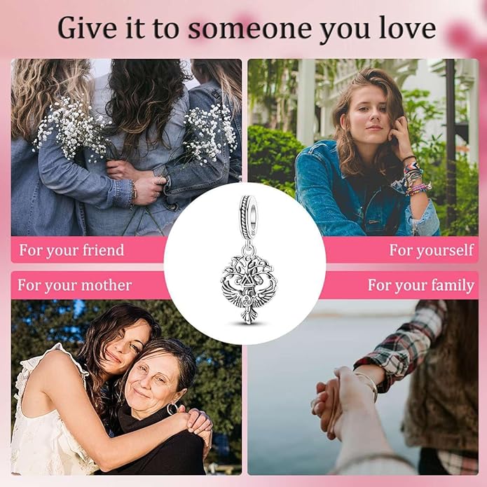 Hexagram Charms For Bracelets, Sterling Silver Eagle Tree Of Life Charms For Pandora Bracelets, Dangle Pendants & Bead Charm For DIY Jewelry Great Gift For Her