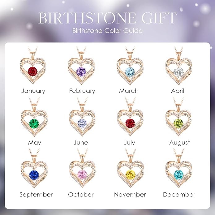 CDE Valentine's Day Gift Forever Love Heart Necklaces for Women, Wedding Anniversary, Birthday Mothers Christmas Day Gifts for Mom, Mother, Wife, S925 Silver Jewelry with Birthstone Pendant