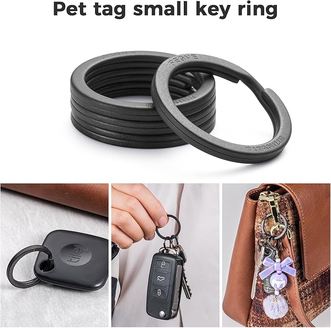 FEGVE Titanium Flat Split Jump Rings for Keys, Jewelry & Pet ID Tags