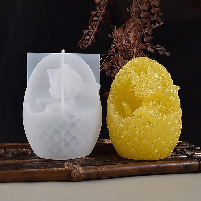 3D Dragon Animal Half Egg Dragon Candle Silicone Wave Spiral Candle Mold - Silicone Resin Casting Molds for Candle & Resin & Soap Craft Supplies