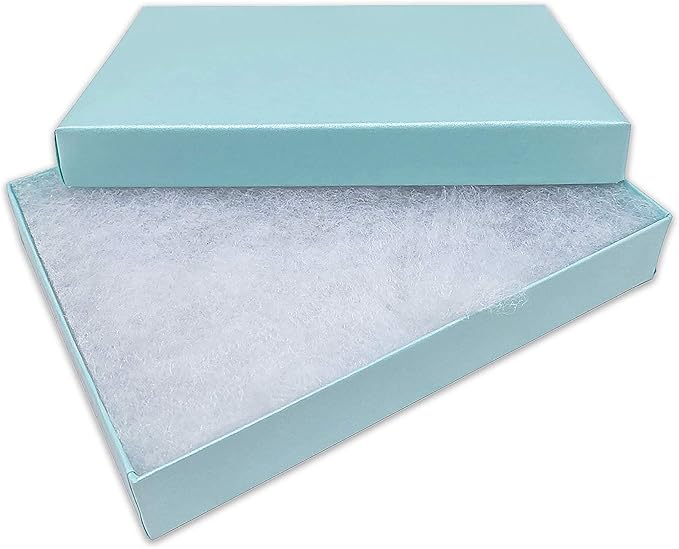 TheDisplayGuys - 25-Pack #53 Cotton Filled Cardboard Paper Jewelry Boxes Gift Case - Pearl Teal (5.4" x 3.9" x 1.0") - for Shipping or Storage