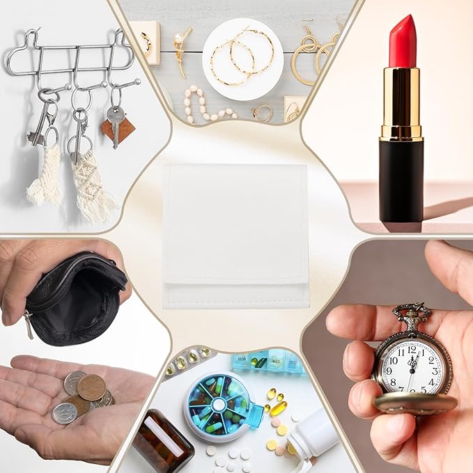 PATIKIL 20 Pack PU Leather Jewelry Pouch, 3" x 3" Envelope Style Jewelry Pouches for Bracelets Necklaces Earrings Rings, Small Luxury Bags for Wedding Candy Gift Storage, White