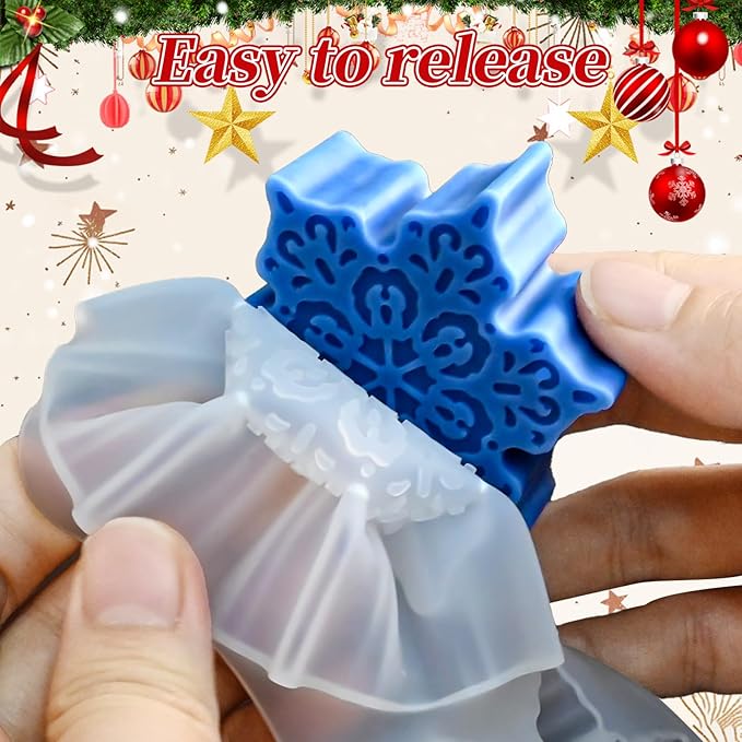ZQYSING 5 Pcs Christmas Candle Molds, Set of 3 Christmas Tree + 2 Snowflake Silicone Mold for Candles Wax Soap Epoxy Resin Casting Home Themes Decor Handmade Gift